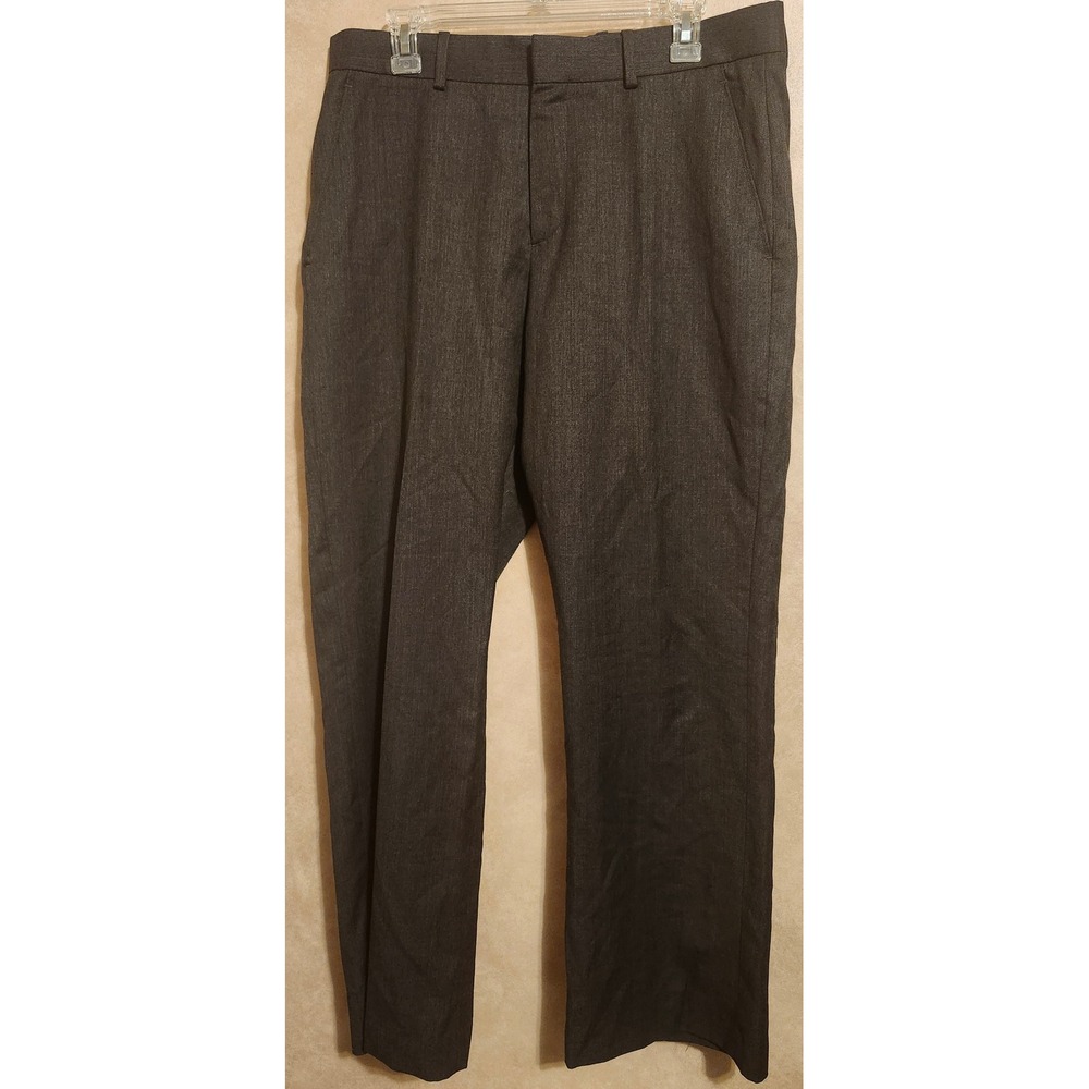 Banana Republic Mens Charcoal Gray 100% Wool Flat Front Dress Pants 34x30